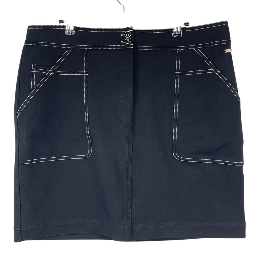 Tommy Hilfiger Womens Size 14 Black Mini Skirt White Contrast Stitch NWT Pockets